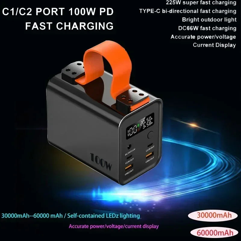 60000mAh 100W Portable Power Bank – USB-C PD Fast Charge for Laptop & Phone | AKT TECH