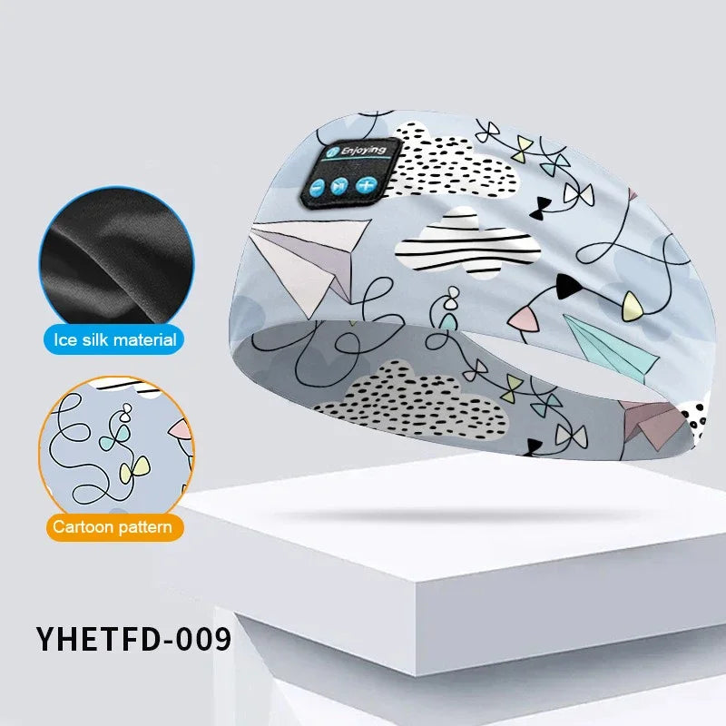 Kids Cartoon Bluetooth Headphones Headband Wireless Sports Music Headset Sleeping Head Band with HD Microphone for Boys&Girls