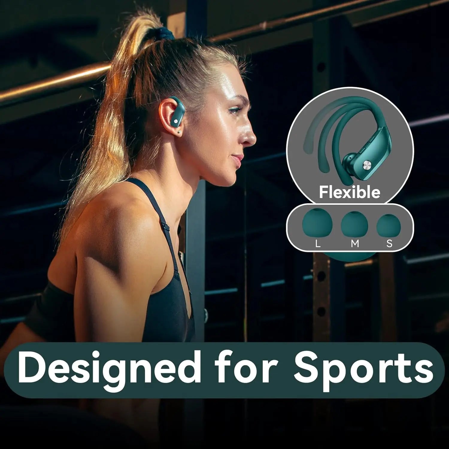 Ear Buds Wireless Earbuds Bluetooth Headphones with 80H Playtime LED Display Case, Over-Ear Hook with Mic, Stereo Sound