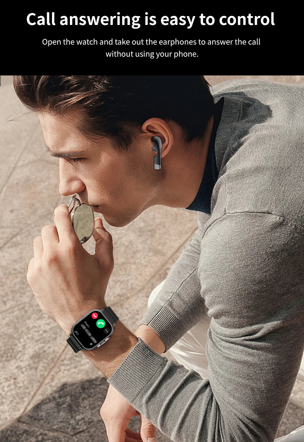 2-in-1 TWS Earbuds Smartwatch with BT Calling, Heart Rate Monitor, Sport Fitness Tracker, Wireless Headphones Watch